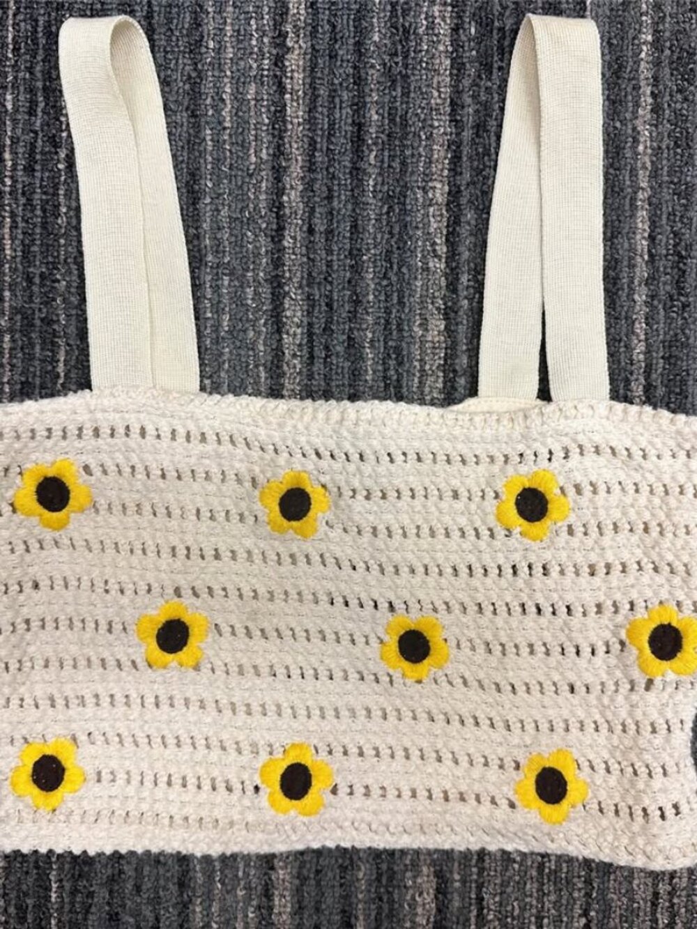Zara Yellow Floral Crochet Knit Sunflower Sleeveless Cami Tank Top Size Small